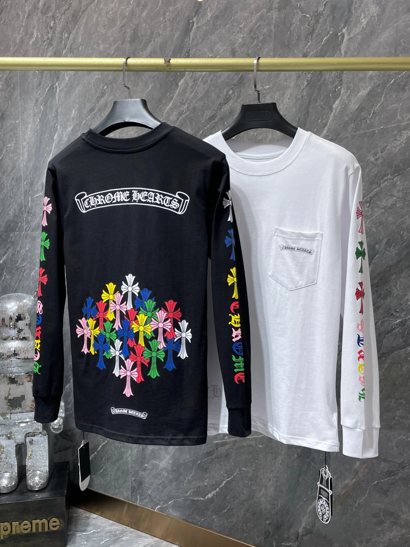 Chrome Hearts Classic Scroll Letter Color Flower Arm Long Sleeve T-Shirt photo 5
