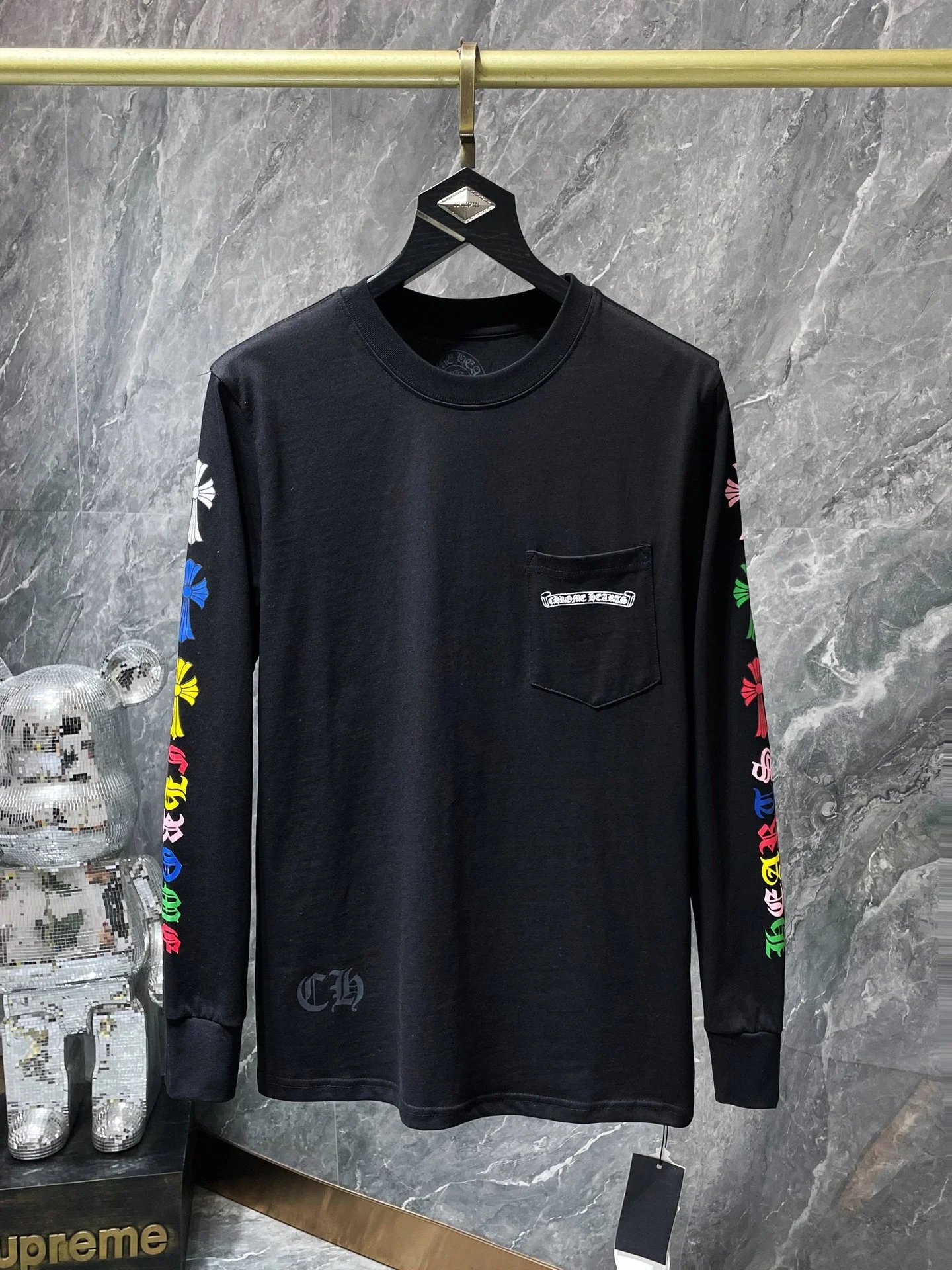 Chrome Hearts Classic Scroll Letter Color Flower Arm Long Sleeve T-Shirt photo 6