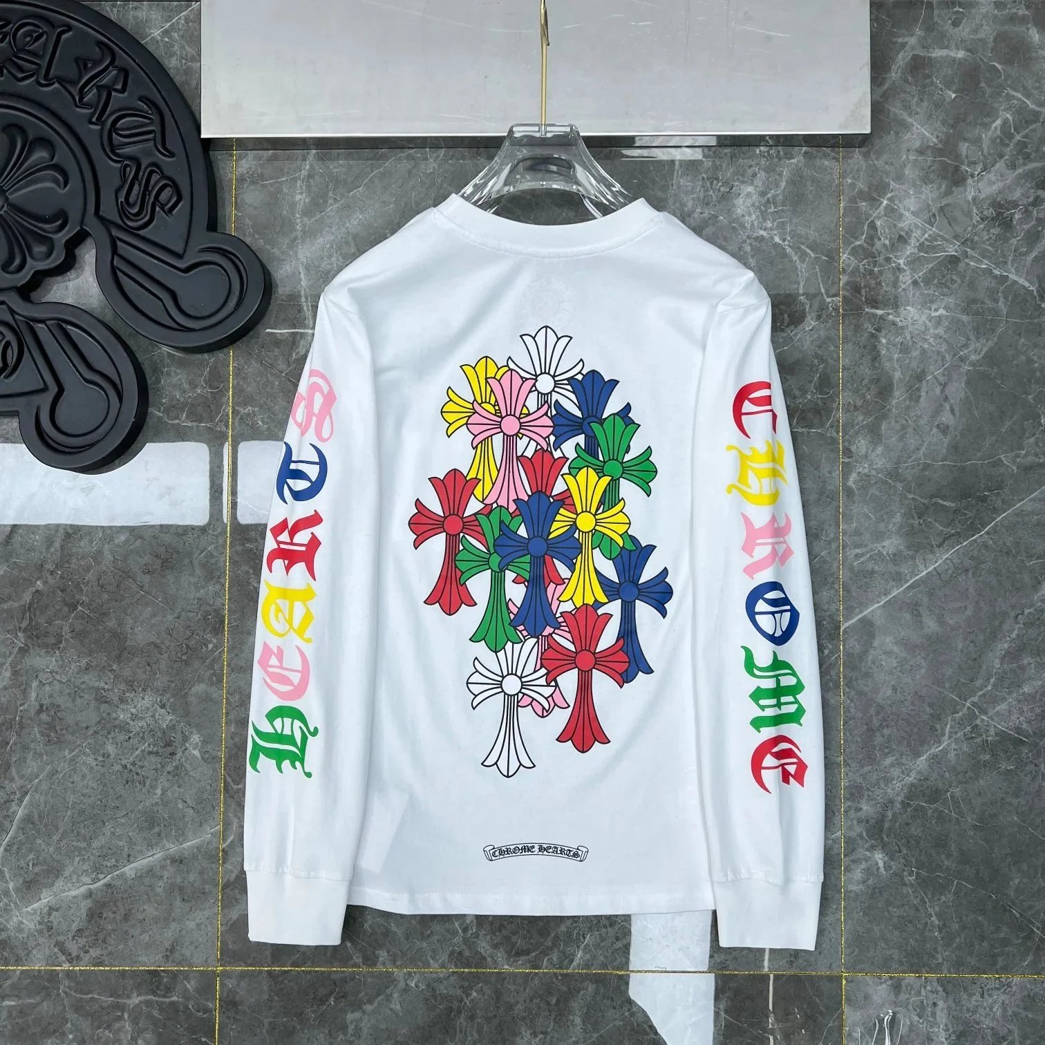 Chrome Hearts Rainbow Cross Long Sleeve T-Shirt Black - 7