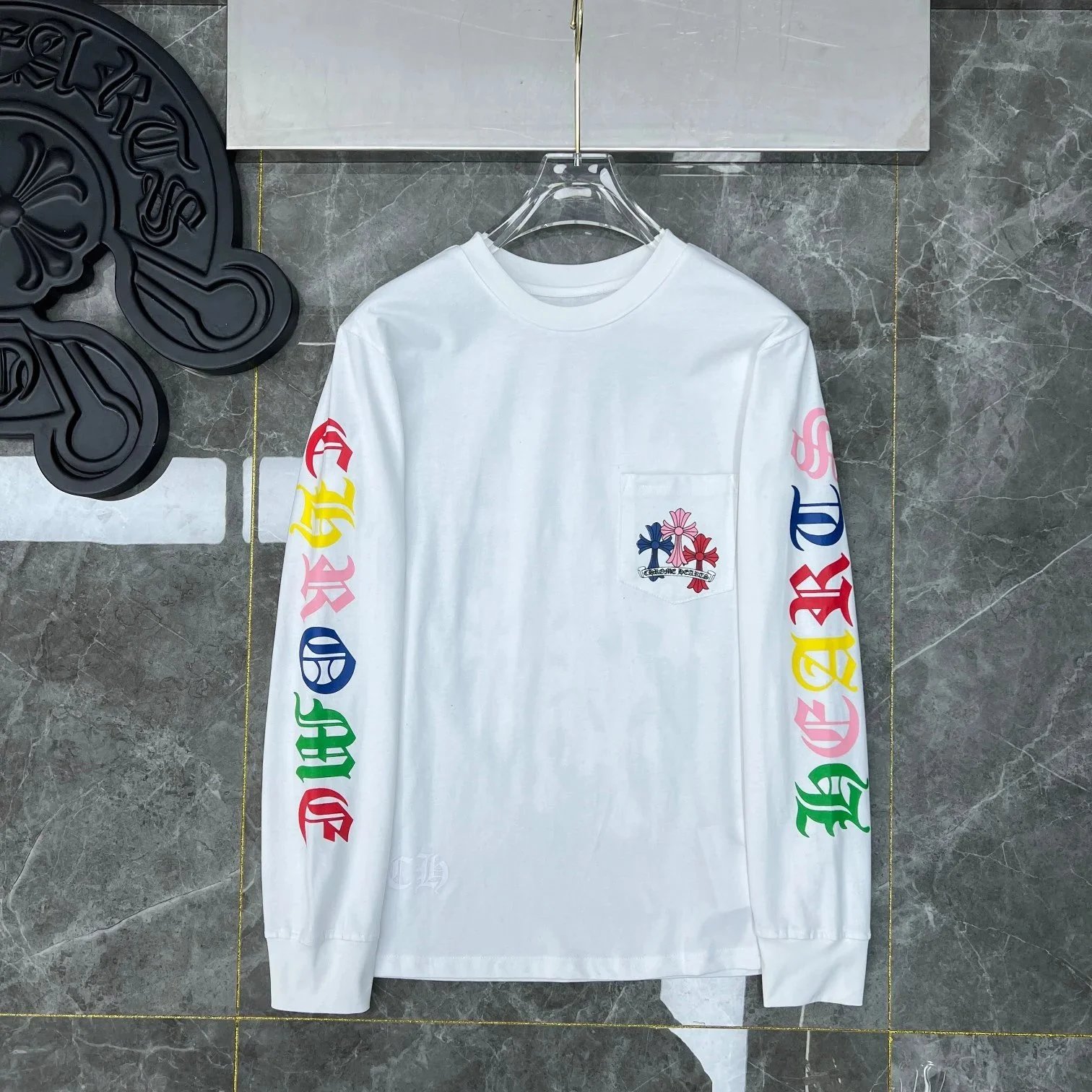 Chrome Hearts Rainbow Cross Long Sleeve T-Shirt Black - 6