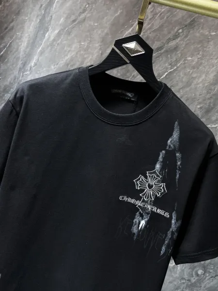 Chrome Hearts Cross Print Distressed T-Shirt White/Black - 19