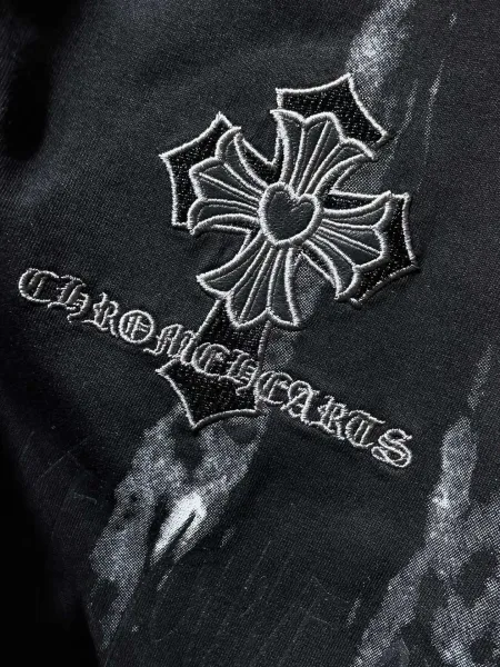 Chrome Hearts Cross Print Distressed T-Shirt White/Black - 16