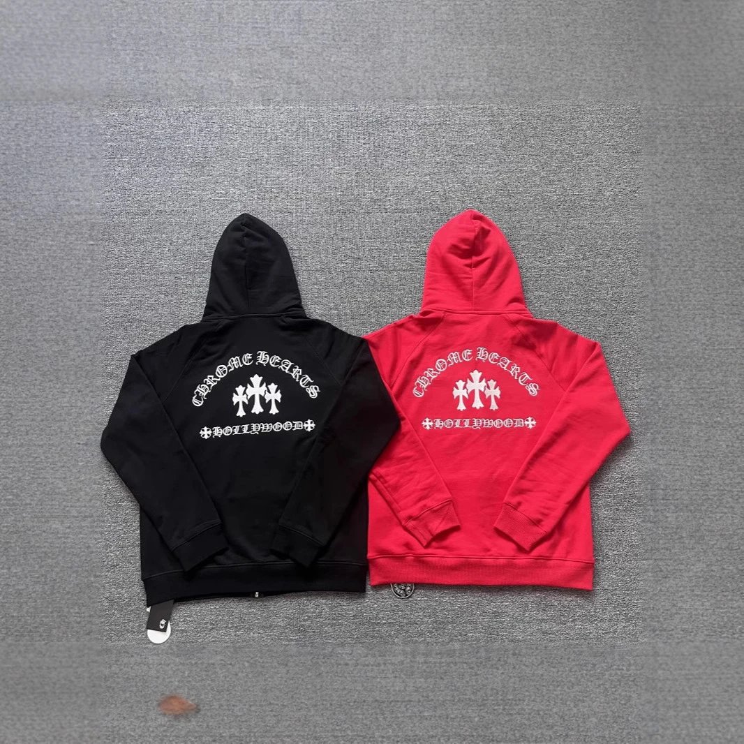 Chrome Hearts Embroidered Cotton Fleece Zip Hoodie