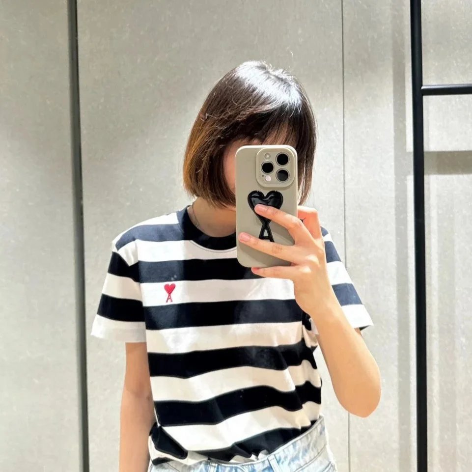 Striped Embroidered Heart T-Shirt