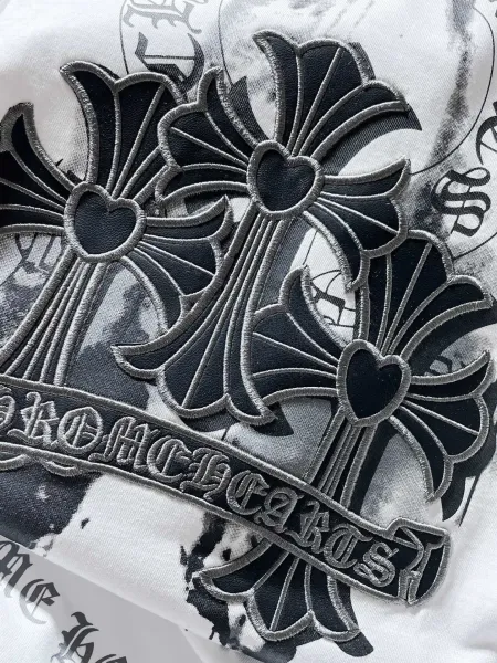 Chrome Hearts Cross Print Distressed T-Shirt White/Black - 10