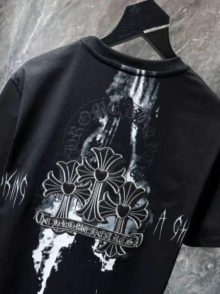 Chrome Hearts Cross Print Distressed T-Shirt White/Black - 20