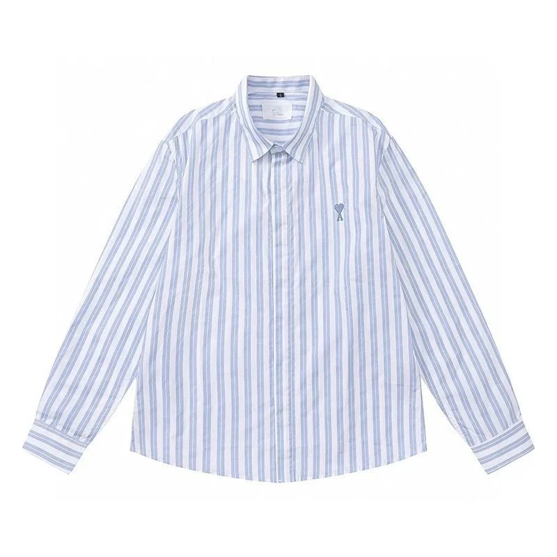 Heart Embroidered Striped Shirt