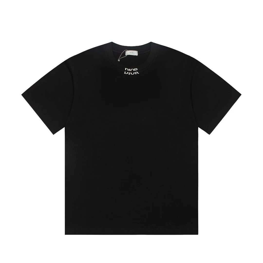 Dior T-shirt Double Neckline Logo Black