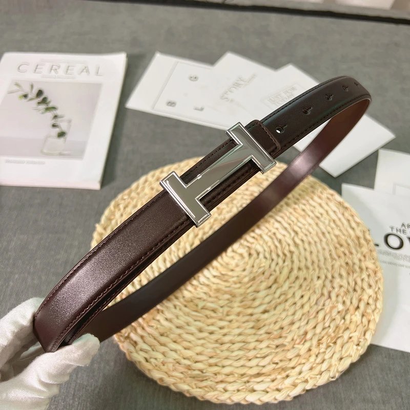 Thin Leather Belts with H-Shaped Buckles (Multiple Colors)