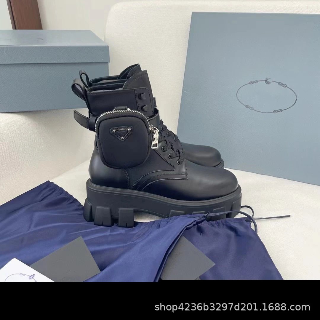 Prada Monolith Re-Nylon and Leather Ankle Boots