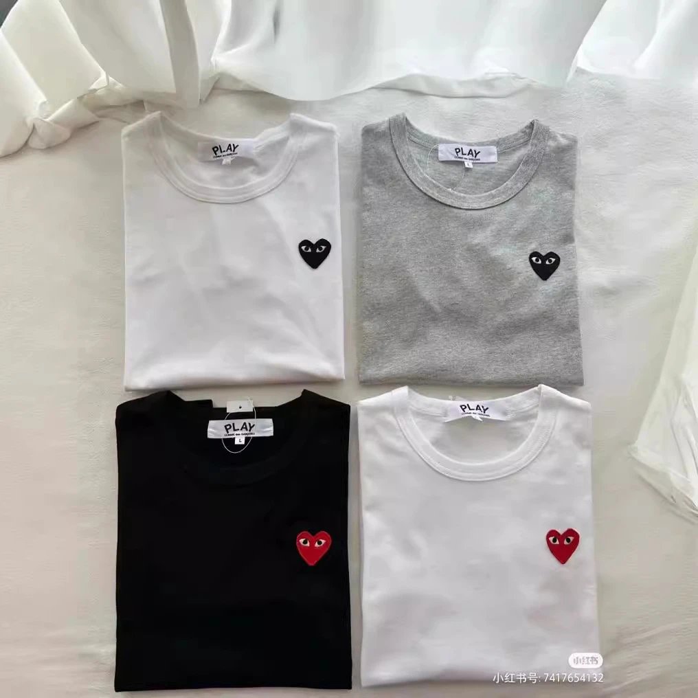 Comme des Garçons PLAY Navy Blue Double Heart T-Shirt