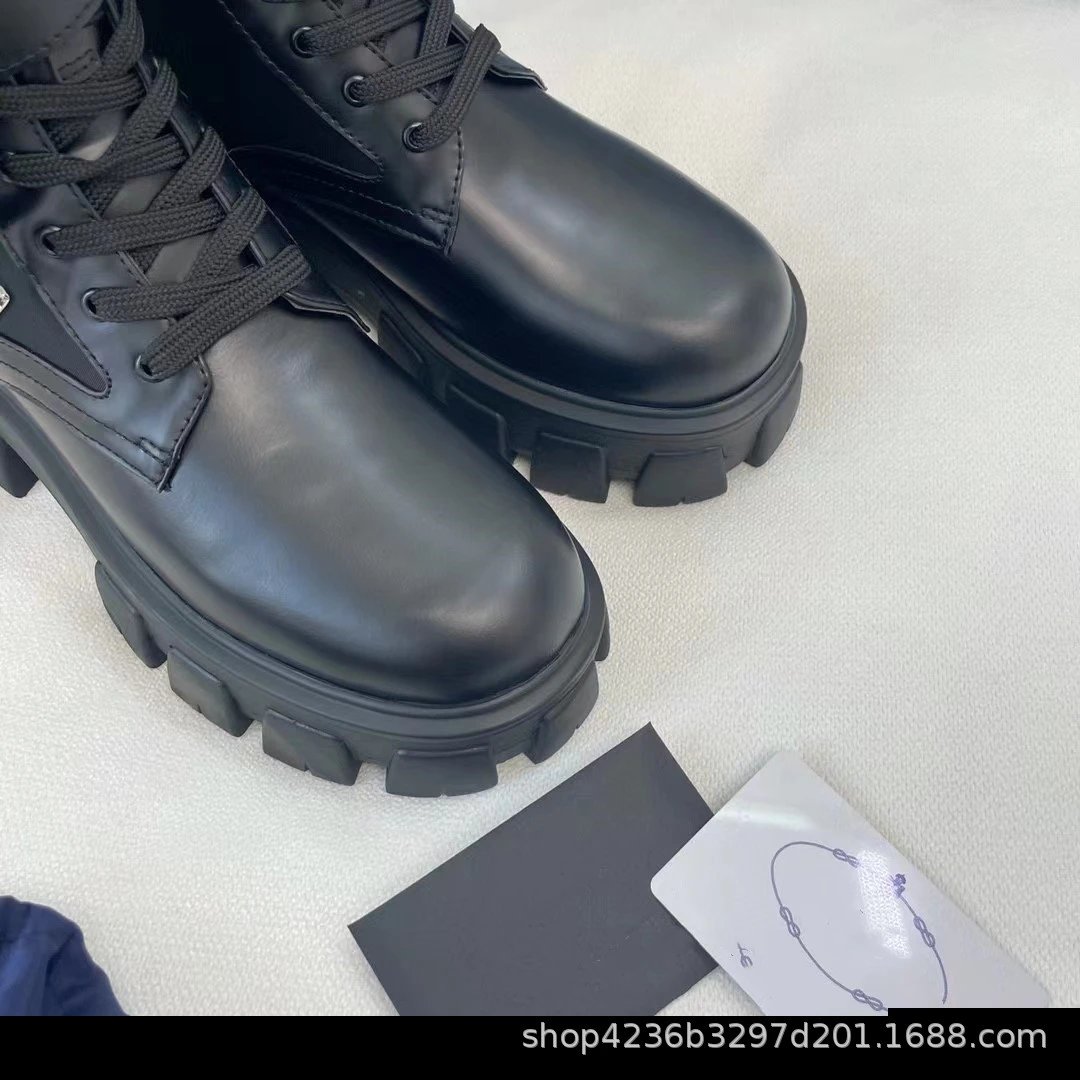 Prada Monolith Re-Nylon and Leather Ankle Boots