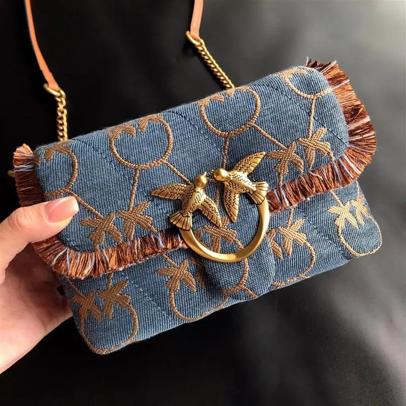 Pinko Love Birds Logo on Quilted Leather Bag