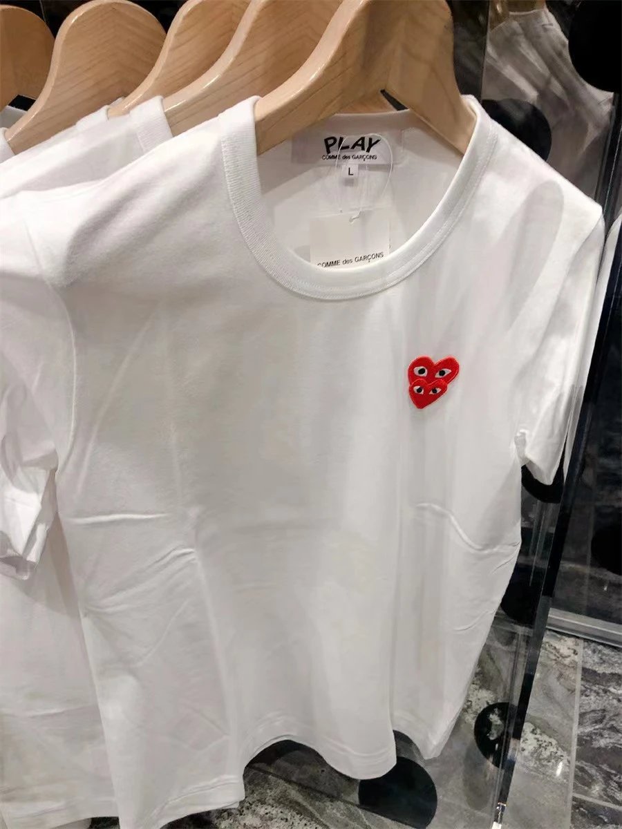 Comme des Garçons PLAY Navy Blue Double Heart T-Shirt