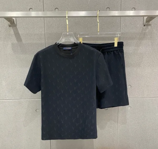 Louis Vuitton Monogram Print T-Shirt and Shorts Set Navy - 1