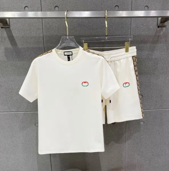 Gucci GG Marmont Embroidered Logo White T-Shirt and Shorts Set - 1