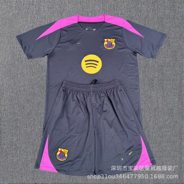 FC Barcelona x Spotify Training Kit Dark Gray Pink Jersey and Shorts Set - 1