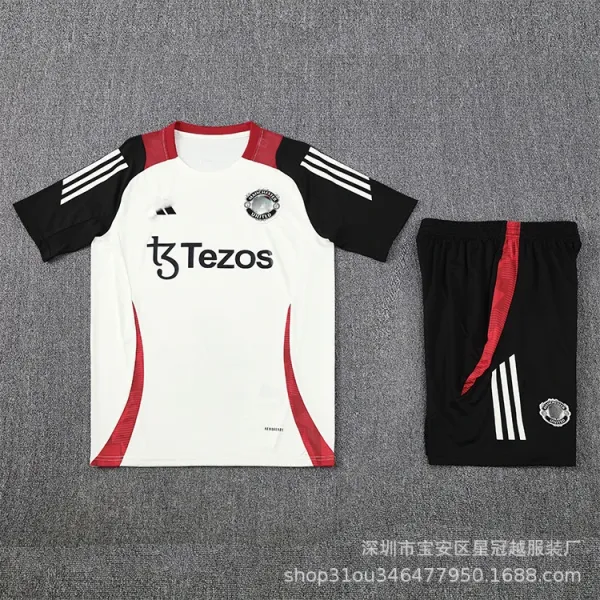 Adidas Manchester United 2023-24 Third Kit White/Black/Red Jersey and Shorts Set - 1