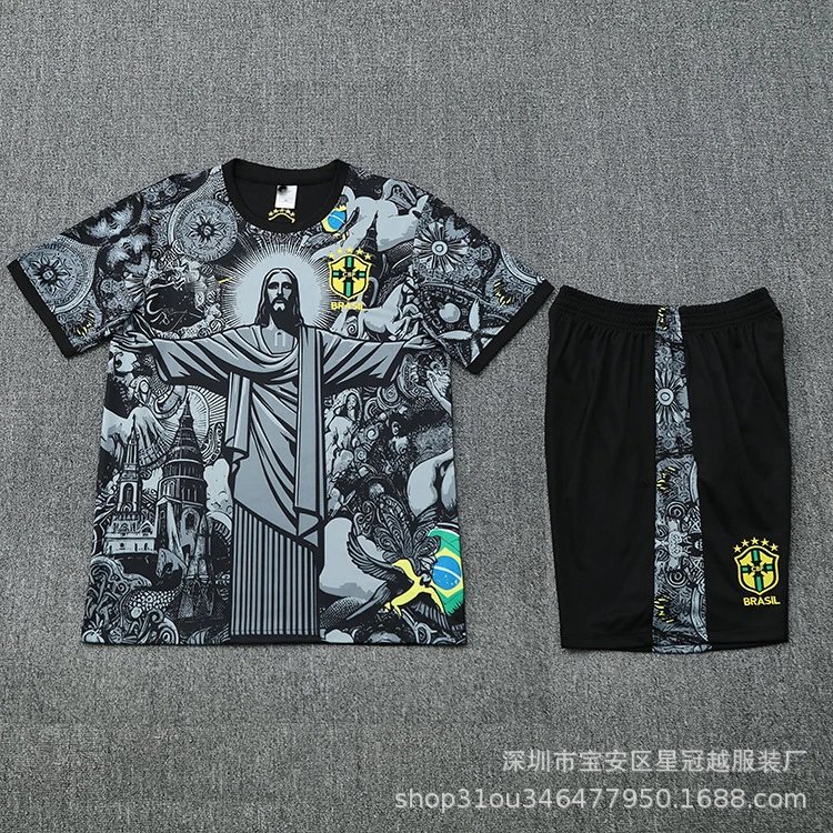 Brazil National Team x Street Art Collaboration Green Graphic Jersey Set - 16