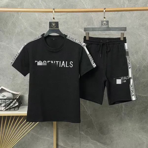 Fear of God Essentials Black Textured Logo T-Shirt and Shorts Set - 1