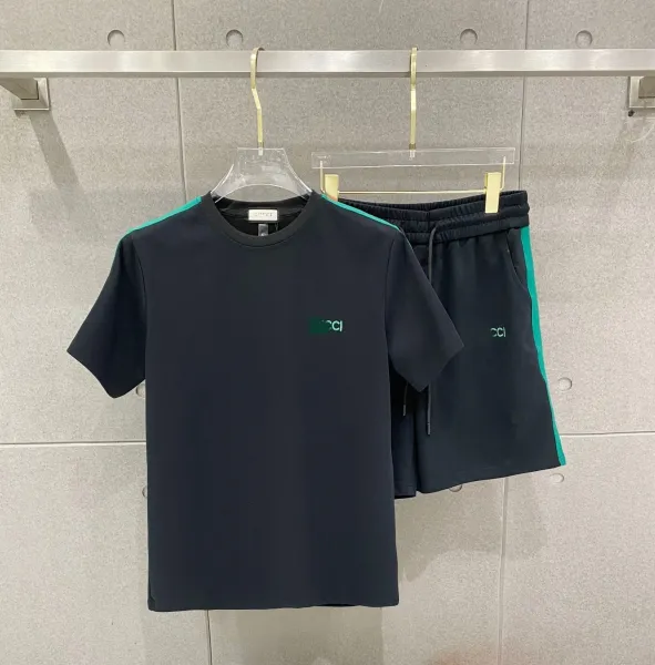 Gucci Logo-Embroidered Navy and Teal Track Set - 1