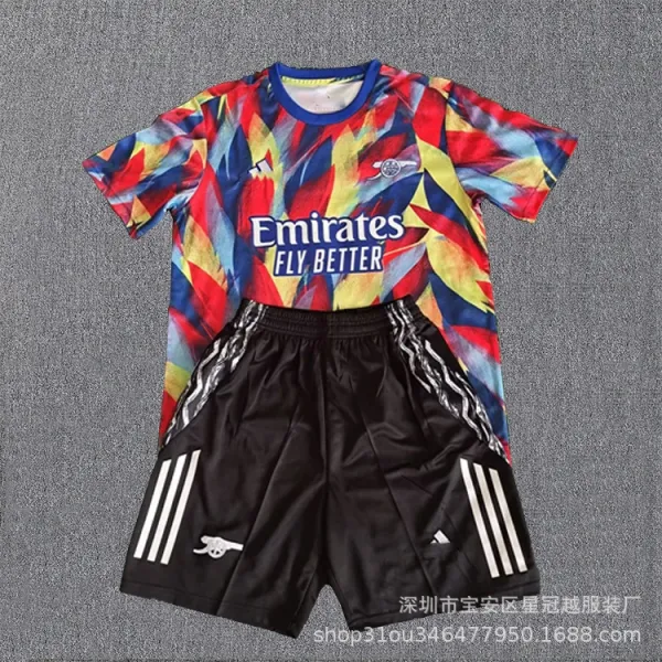 Arsenal x Adidas 2023-24 Third Kit Multicolor Jersey and Black Shorts Set - 1