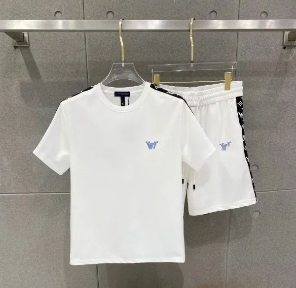 Louis Vuitton Monogram Stripe T-Shirt and Shorts Set White - 1