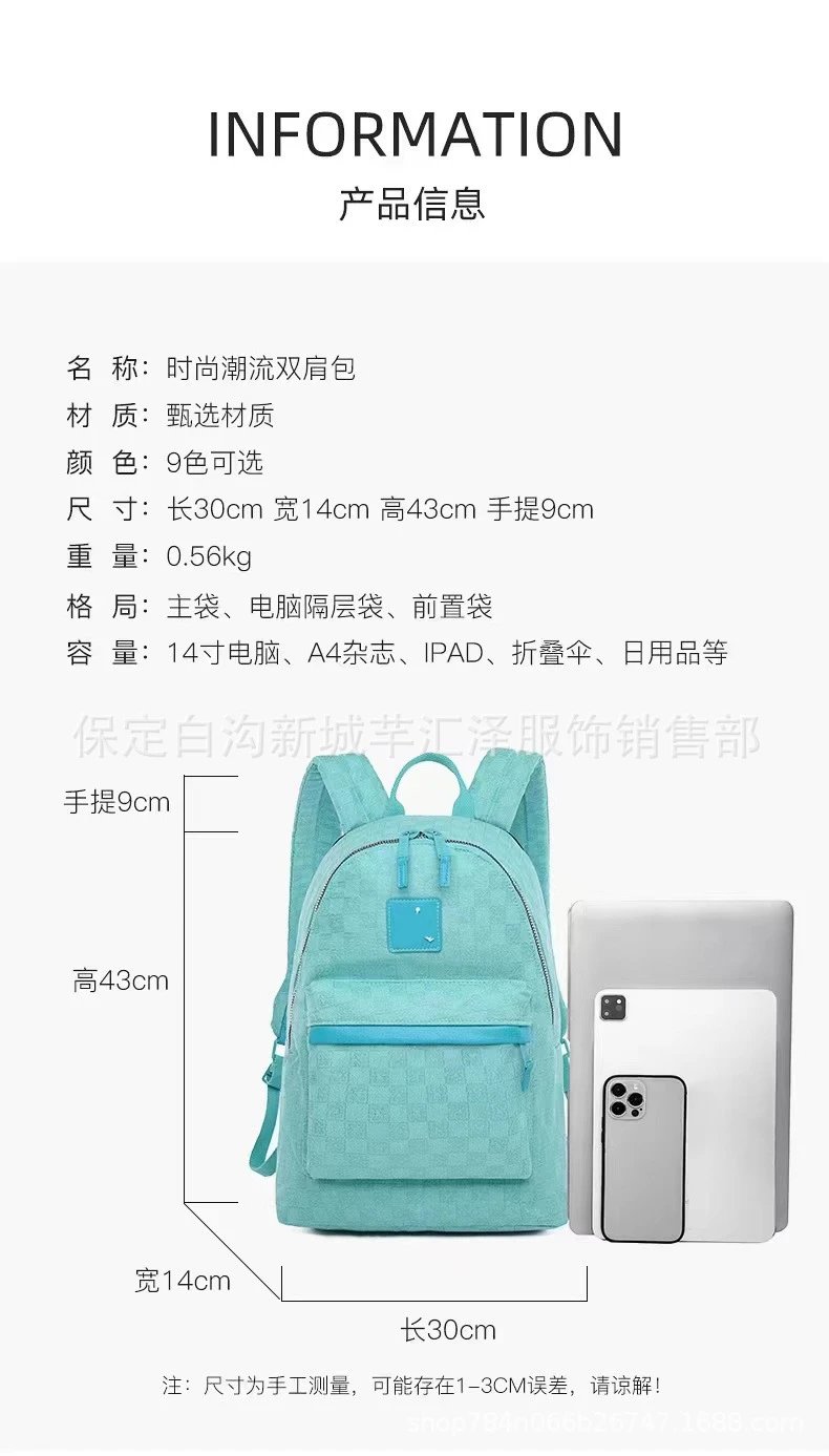 Design Mini Checkered Turquoise Backpack - 2