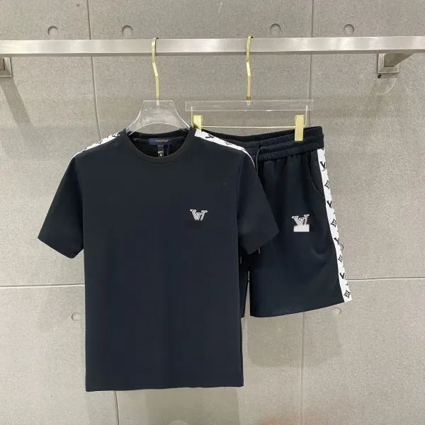 Louis Vuitton Monogram Stripe T-Shirt and Shorts Set Black - 1