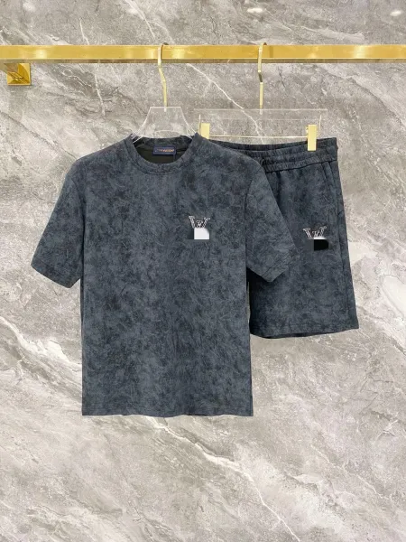 Louis Vuitton Monogram Washed Gray T-Shirt and Shorts Set - 1