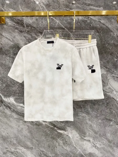 Louis Vuitton Monogram Tie-Dye Logo T-Shirt and Shorts Set White - 1