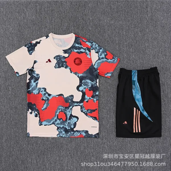 Adidas Performance Camo Print Jersey and Shorts Set Multicolor Activewear - 1
