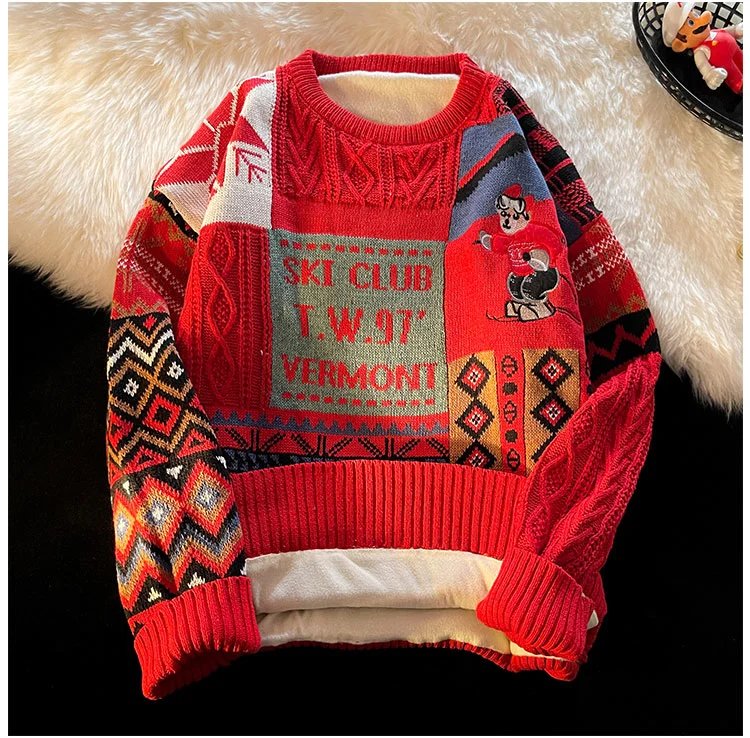Multicolor Patchwork Ski Club Sweater - 15