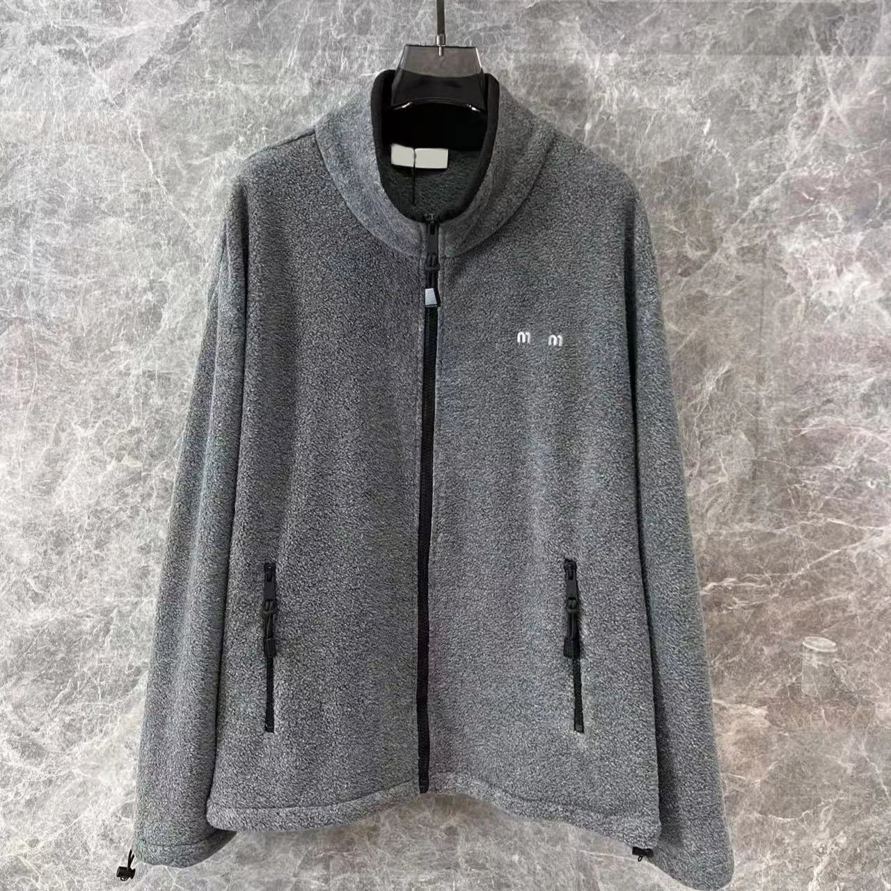 Embroidered Fleece Zip-Up Jacket