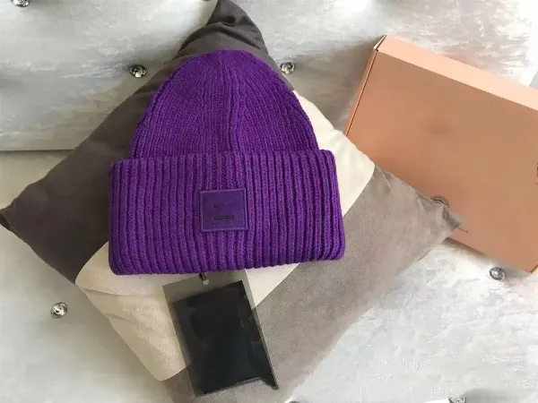 Purple Brand Ribbed Knit Beanie Purple Hat - 1