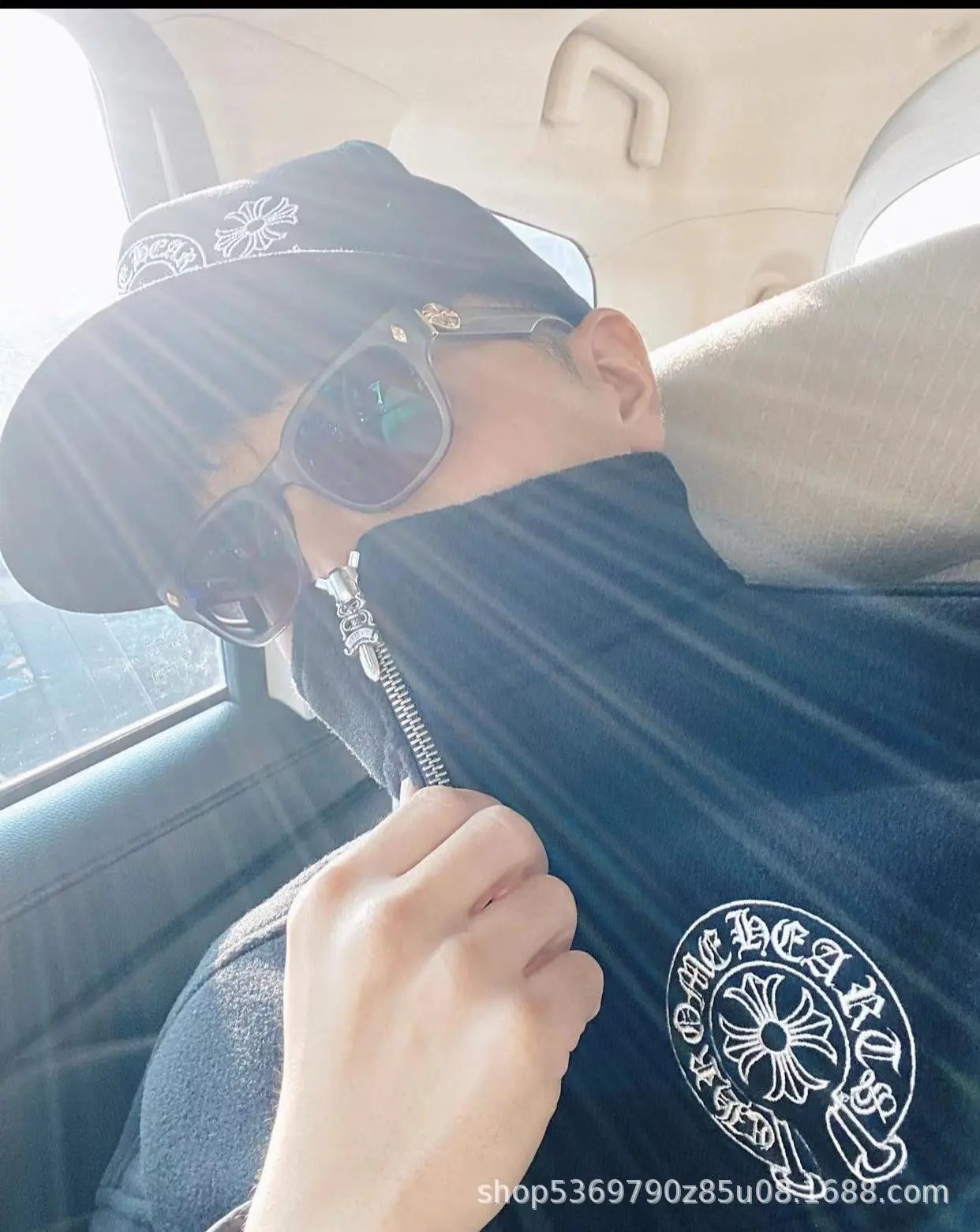 Chrome Hearts Half-Zip Fleece Pullover Navy - 22
