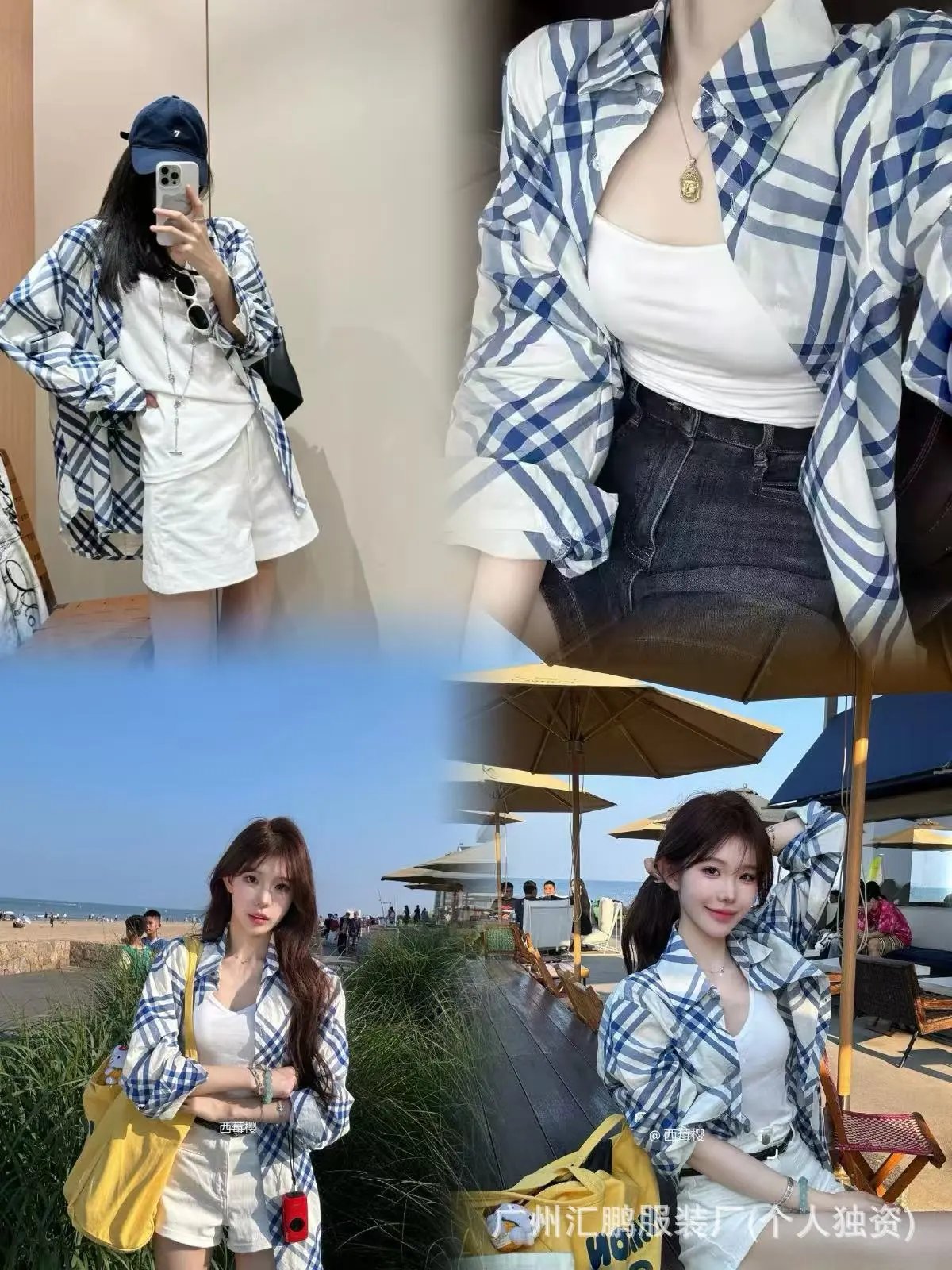 Burberry Twill Blue and White Striped Flannel Shirt photo 2