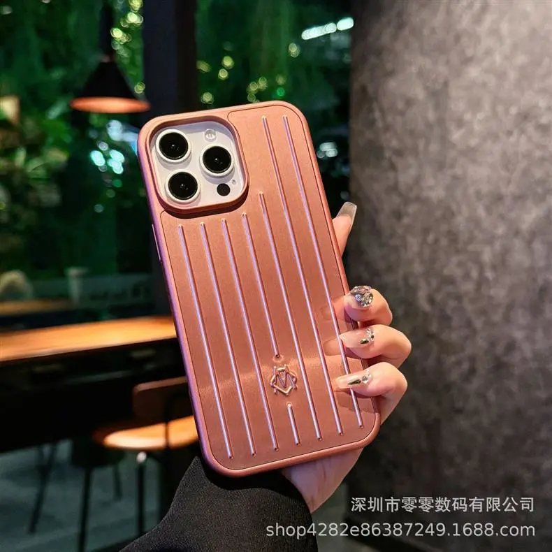 Custom Luxury-Style Ribbed Metallic Rose Gold Phone Case for iPhone 13/14 Pro Max - 7