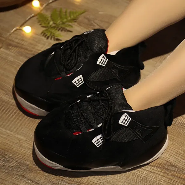Air Jordan 4 Inspired Slippers Black/Red Sneaker-Style Slippers - 1