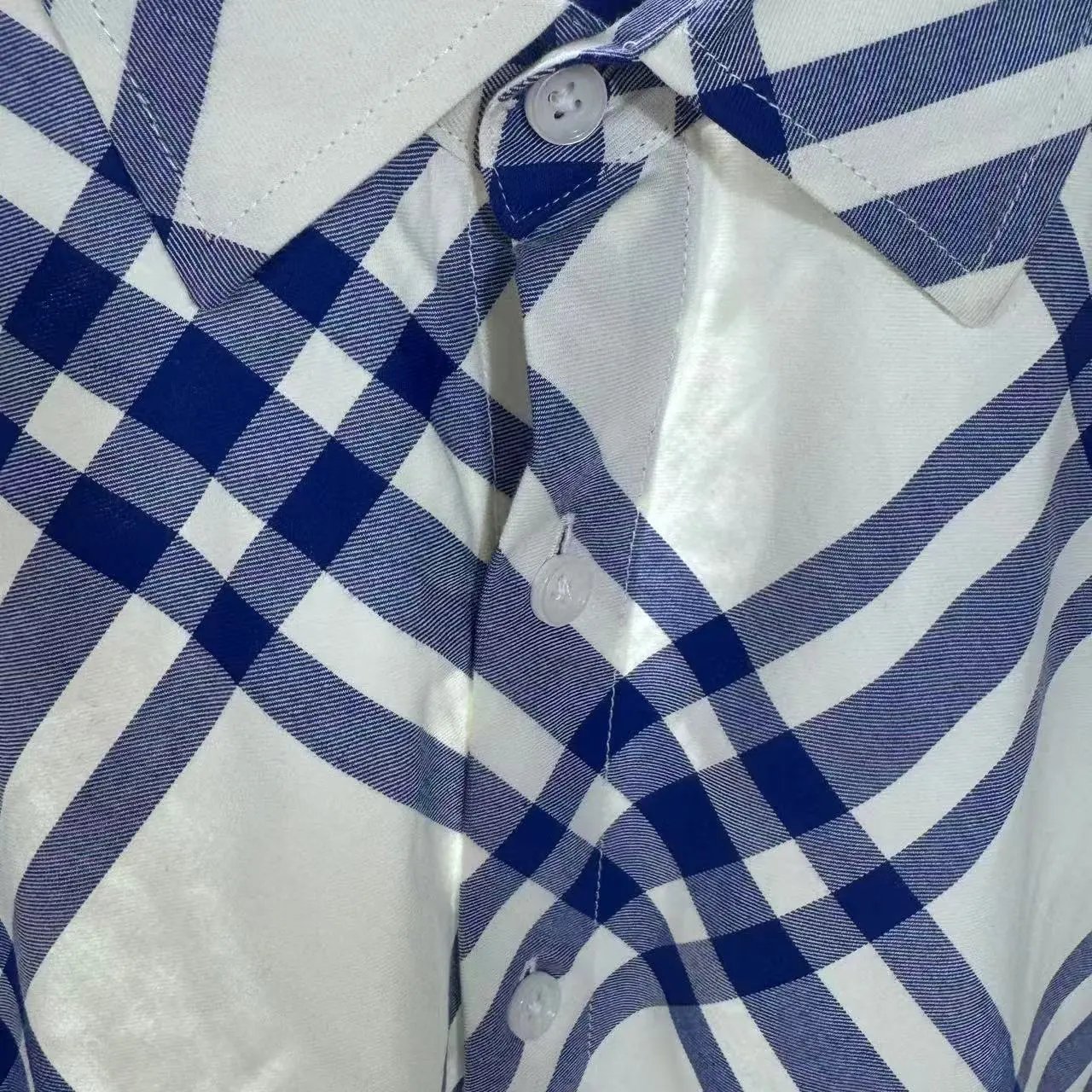 Burberry Twill Blue and White Striped Flannel Shirt photo 5