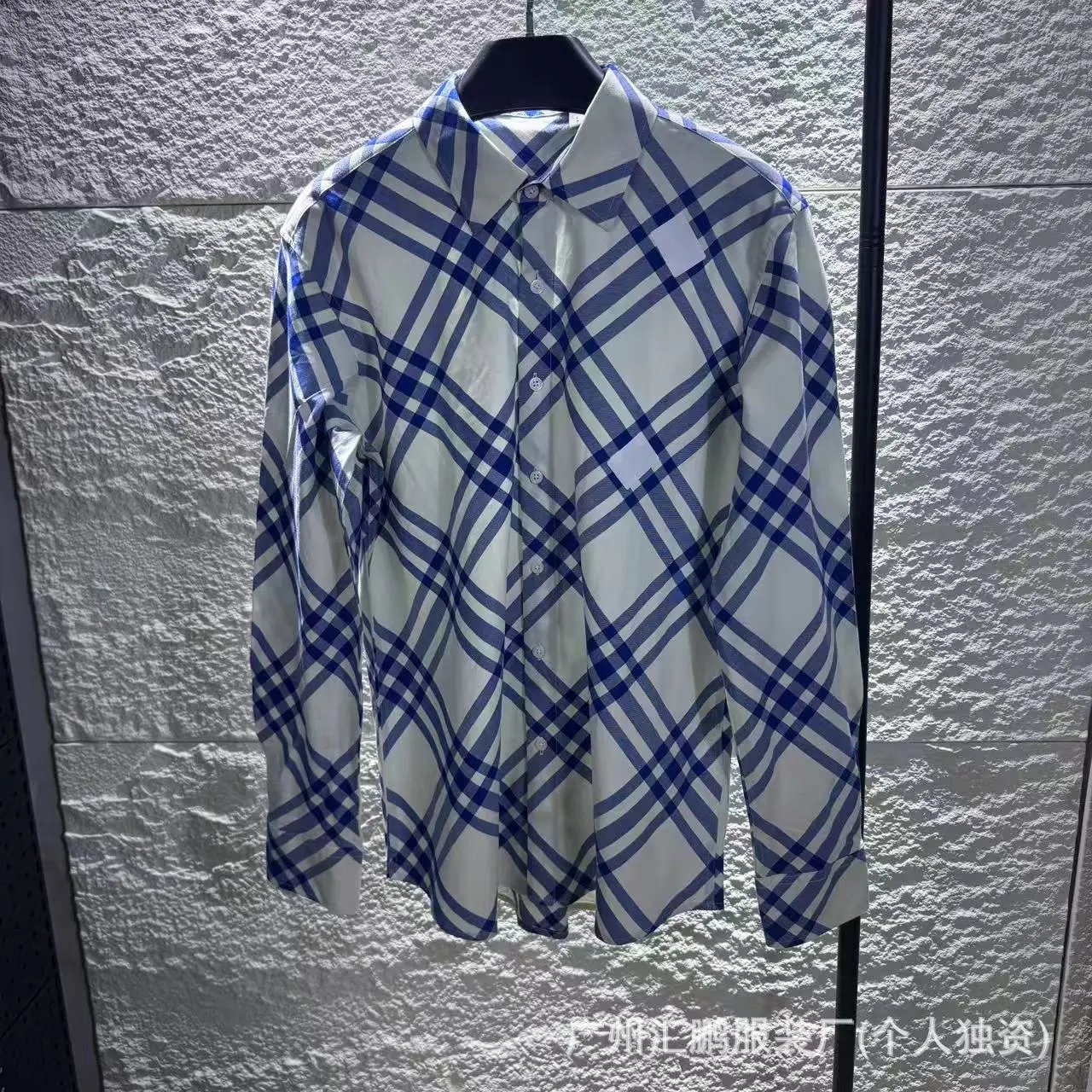 Burberry Twill Blue and White Striped Flannel Shirt photo 3