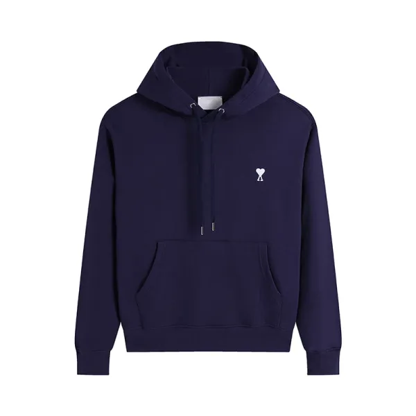 Ami Paris Heart Logo Hoodie Navy - 1