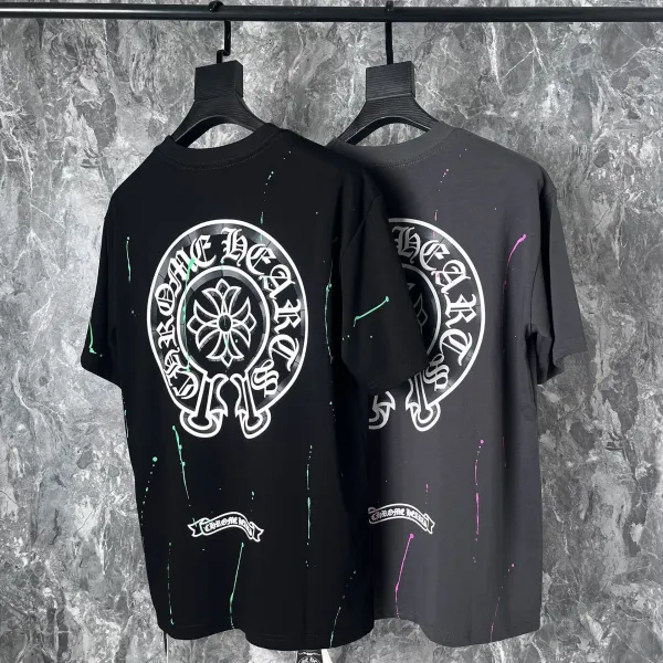 Chrome Hearts Splatter Print T-Shirt Black and Charcoal - 1