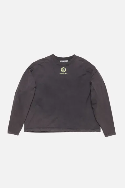 Acne Studios Logo Long-Sleeve T-Shirt Charcoal Gray - 1