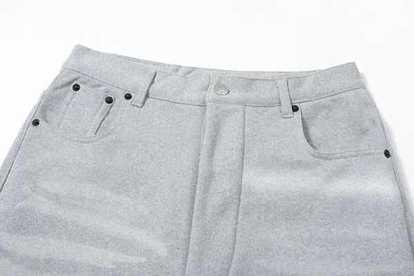 Design Wide-Leg Straight-Cut Gray Denim Jeans - 4