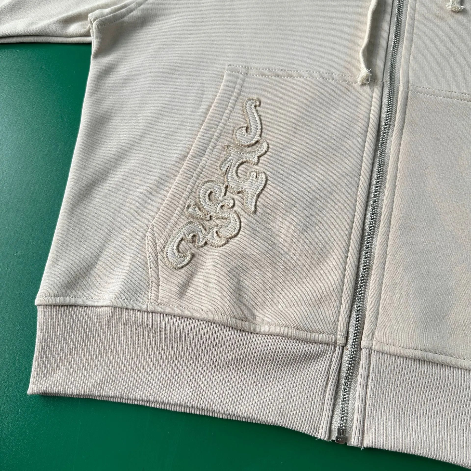 Design Cherry Blossom Embroidered Hooded Jacket Beige Outerwear - 14