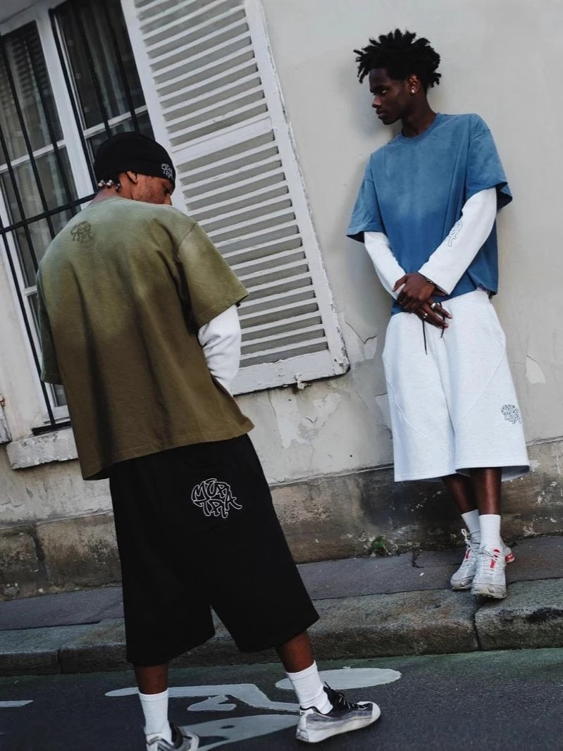 Maison Margiela Tabi-Style Oversized T-Shirt and Cropped Shorts Set Black - 9