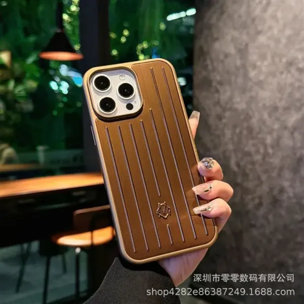 Custom Luxury-Style Ribbed Metallic Rose Gold Phone Case for iPhone 13/14 Pro Max - 9