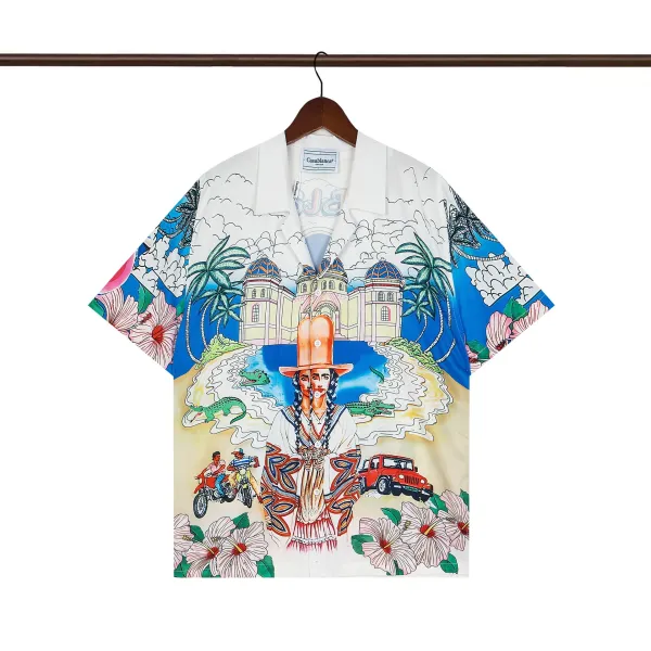 Casablanca Tropical Print Short-Sleeve Shirt White - 1