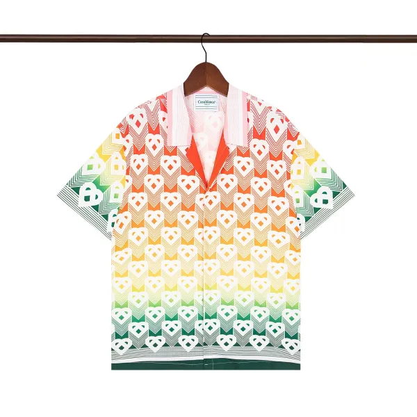Casablanca Rainbow Heart Print Short-Sleeve Shirt - 1